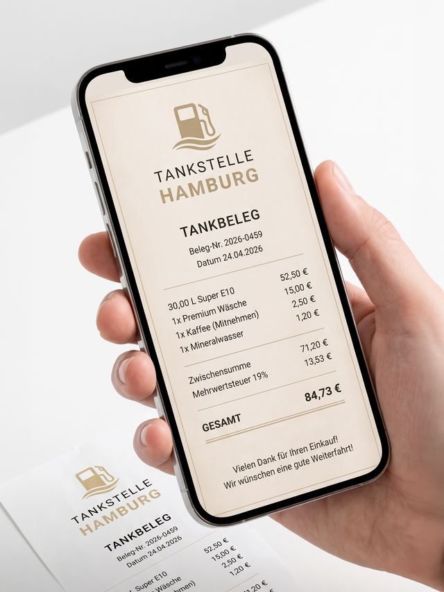 Smartphone mit fotografiertem Beleg